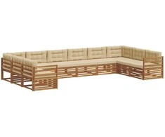 Lauko baldų komplektas Sofų komplektai su pagalve 7 pcs Natūralus ir bežinis