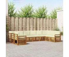 Sekcijos sofų komplektas 10 pcs Natūralus ir grietinėlė