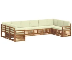 Sekcijos sofų komplektas 10 pcs Natūralus ir grietinėlė