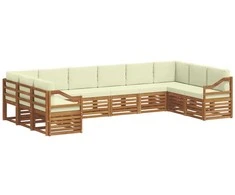 Sekcijos sofų komplektas 10 pcs Natūralus ir grietinėlė