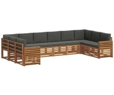 Sekcijos sofų komplektas 10 pcs Natūralus ir antracitas