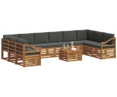 Lauko sofos komplektas 11 pcs Natūralus ir antracitas