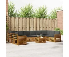 Lauko sofos komplektas 11 pcs Natūralus ir antracitas