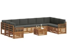 Lauko sofos komplektas 11 pcs Natūralus ir antracitas