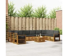 Lauko sofos komplektas 11 pcs Natūralus ir antracitas