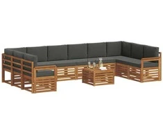 Lauko sofos komplektas 11 pcs Natūralus ir antracitas