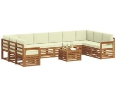 Lauko sofos komplektas 11 pcs Natūralus ir grietinėlė