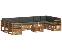Lauko sofos komplektas 11 pcs Natūralus ir antracitas