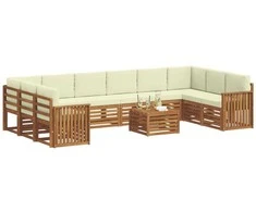Lauko sofos komplektas 11 pcs Natūralus ir grietinėlė