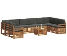 Lauko sofos komplektas 11 pcs Natūralus ir antracitas