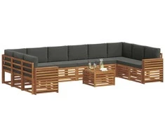 Lauko sofos komplektas 11 pcs Natūralus ir antracitas