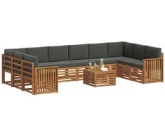 Lauko sofos komplektas 11 pcs Natūralus ir antracitas