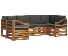 Sekcijos sofų komplektas 6 pcs Natūralus ir antracitas