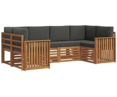 Sekcijos sofų komplektas 6 pcs Natūralus ir antracitas