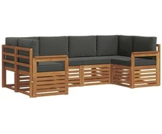 Sekcijos sofų komplektas 6 pcs Natūralus ir antracitas