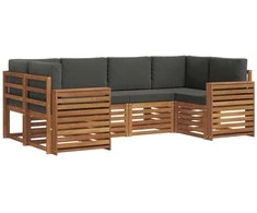Sekcijos sofų komplektas 6 pcs Natūralus ir antracitas
