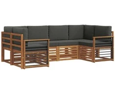 Sekcijos sofų komplektas 6 pcs Natūralus ir antracitas