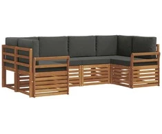 Sekcijos sofų komplektas 6 pcs Natūralus ir antracitas