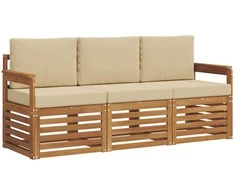 Sofų komplektai su pagalve 3 pcs Natūralus ir bežinis