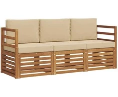 Sofų komplektai su pagalve 3 pcs Natūralus ir bežinis