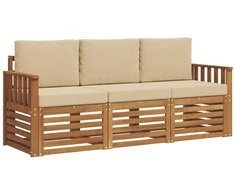 Sofų komplektai su pagalve 3 pcs Natūralus ir bežinis