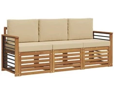 Sofų komplektai su pagalve 3 pcs Natūralus ir bežinis
