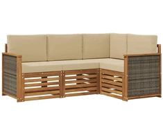 Sofų komplektai su pagalve 4 pcs Kietos akacijos mediena