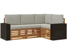 Sofų komplektai su pagalve 4 pcs Kietos akacijos mediena