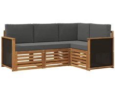 Sofų komplektai su pagalve 4 pcs Kietos akacijos mediena