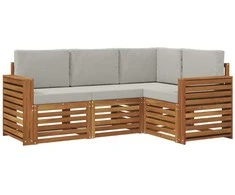 Lauko baldų komplektas Sofų komplektai su pagalve 4 pcs Natūrali ir šviesiai pilka