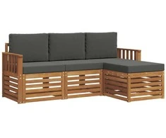 Lauko baldų komplektas Lauko sofos komplektas su pagalve 4 pcs Natūralus ir antracitas
