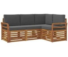 Lauko baldų komplektas Sofų komplektai su pagalve 4 pcs Natūralus ir antracitas