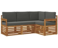 Lauko baldų komplektas Sofų komplektai su pagalve 4 pcs Natūralus ir antracitas