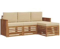 Lauko baldų komplektas Lauko sofos komplektas su pagalve 4 pcs Natūralus ir bežinis