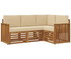 Lauko baldų komplektas Sofų komplektai su pagalve 4 pcs Natūralus ir bežinis