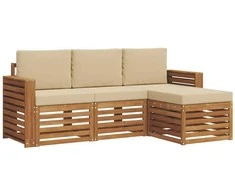 Lauko baldų komplektas Lauko sofos komplektas su pagalve 4 pcs Natūralus ir bežinis