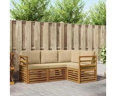 Lauko baldų komplektas Sofų komplektai su pagalve 4 pcs Natūralus ir bežinis