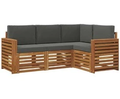 Lauko baldų komplektas Sofų komplektai su pagalve 4 pcs Natūralus ir antracitas