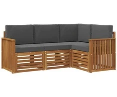 Lauko baldų komplektas Sofų komplektai su pagalve 4 pcs Natūralus ir antracitas