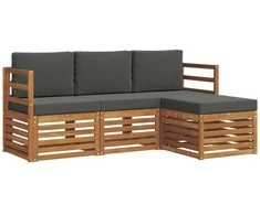 Lauko sofos komplektas su pagalve 4 pcs Natūralus ir antracitas