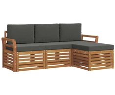 Lauko sofos komplektas su pagalve 4 pcs Natūralus ir antracitas