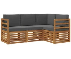 Lauko baldų komplektas Sofų komplektai su pagalve 4 pcs Natūralus ir antracitas