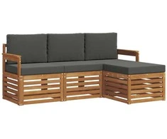 Lauko sofos komplektas su pagalve 4 pcs Natūralus ir antracitas
