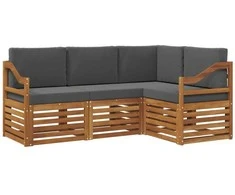 Lauko baldų komplektas Sofų komplektai su pagalve 4 pcs Natūralus ir antracitas