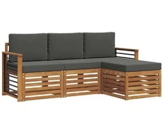 Lauko sofos komplektas su pagalve 4 pcs Natūralus ir antracitas
