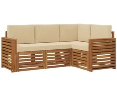Lauko baldų komplektas Sofų komplektai su pagalve 4 pcs Natūralus ir bežinis