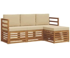 Lauko baldų komplektas Lauko sofos komplektas su pagalve 4 pcs Natūralus ir bežinis