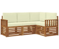 Lauko baldų komplektas Sofų komplektai su pagalve 4 pcs Natūralus ir grietinėlė