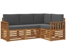 Lauko baldų komplektas Sofų komplektai su pagalve 4 pcs Natūralus ir antracitas