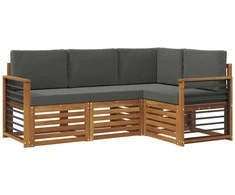 Lauko baldų komplektas Sofų komplektai su pagalve 4 pcs Natūralus ir antracitas